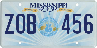 MS license plate ZOB456