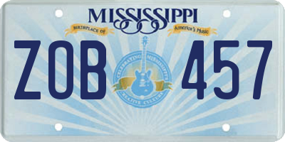 MS license plate ZOB457