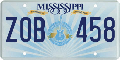 MS license plate ZOB458