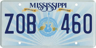 MS license plate ZOB460