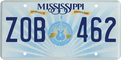 MS license plate ZOB462