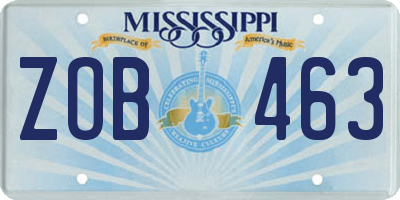 MS license plate ZOB463
