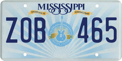 MS license plate ZOB465