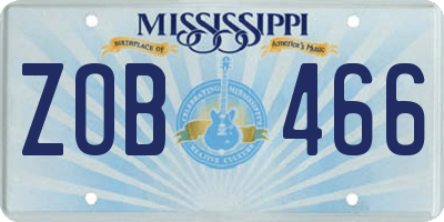 MS license plate ZOB466