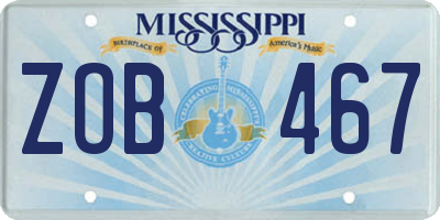 MS license plate ZOB467