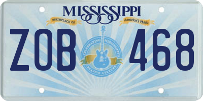MS license plate ZOB468