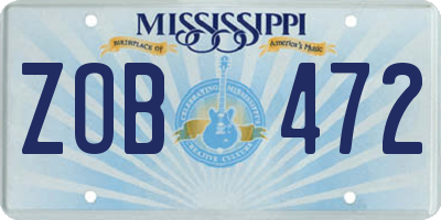 MS license plate ZOB472
