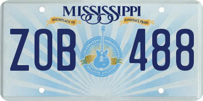 MS license plate ZOB488