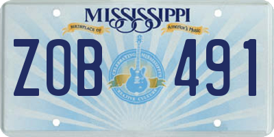 MS license plate ZOB491