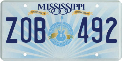 MS license plate ZOB492