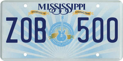 MS license plate ZOB500