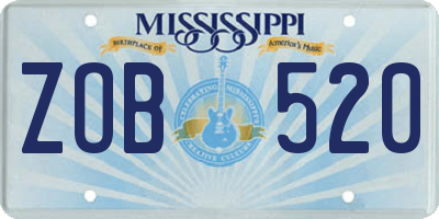 MS license plate ZOB520