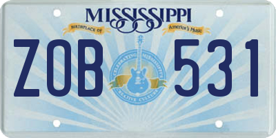 MS license plate ZOB531