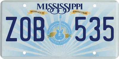 MS license plate ZOB535