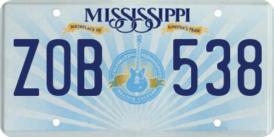 MS license plate ZOB538