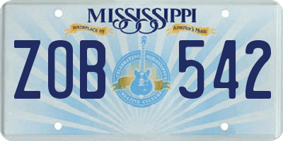 MS license plate ZOB542