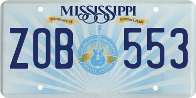 MS license plate ZOB553