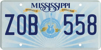 MS license plate ZOB558