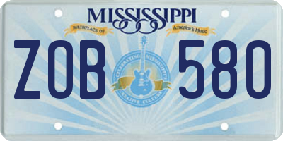 MS license plate ZOB580