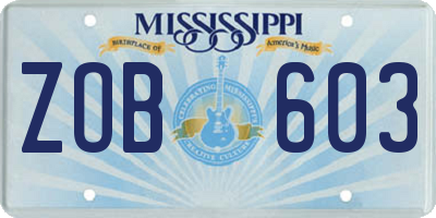 MS license plate ZOB603