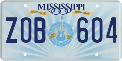 MS license plate ZOB604
