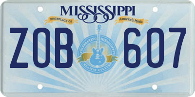 MS license plate ZOB607