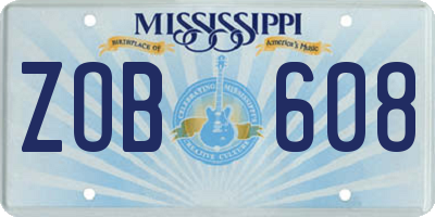 MS license plate ZOB608