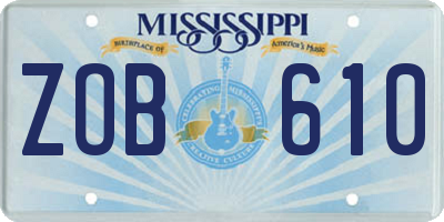 MS license plate ZOB610