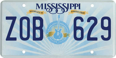 MS license plate ZOB629