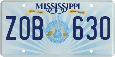MS license plate ZOB630