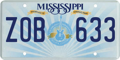MS license plate ZOB633