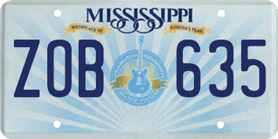 MS license plate ZOB635