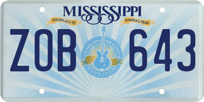 MS license plate ZOB643
