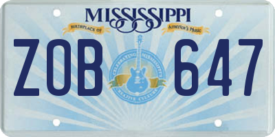 MS license plate ZOB647