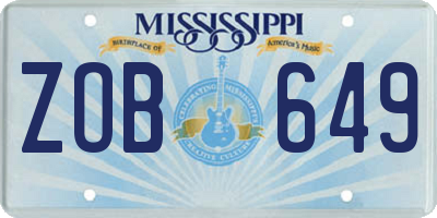 MS license plate ZOB649