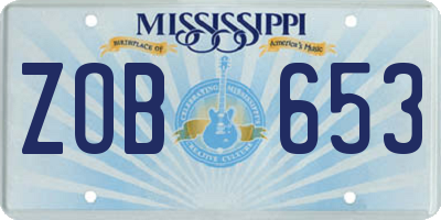 MS license plate ZOB653