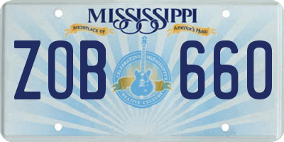 MS license plate ZOB660