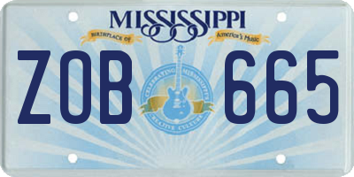 MS license plate ZOB665