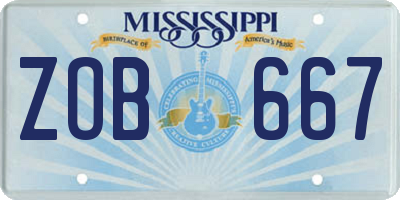 MS license plate ZOB667