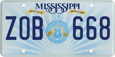 MS license plate ZOB668