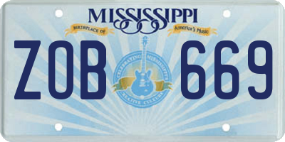 MS license plate ZOB669