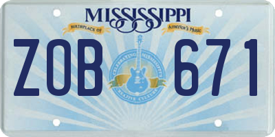 MS license plate ZOB671