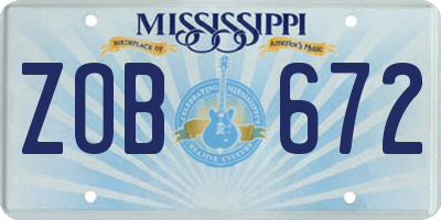 MS license plate ZOB672