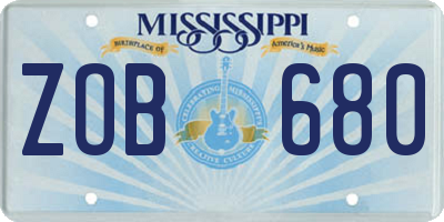 MS license plate ZOB680