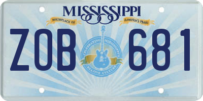 MS license plate ZOB681
