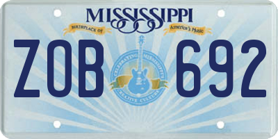 MS license plate ZOB692