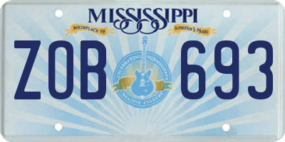 MS license plate ZOB693