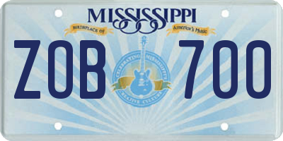 MS license plate ZOB700