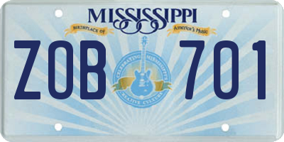 MS license plate ZOB701