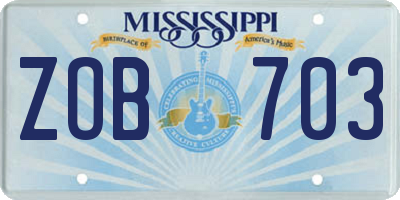 MS license plate ZOB703